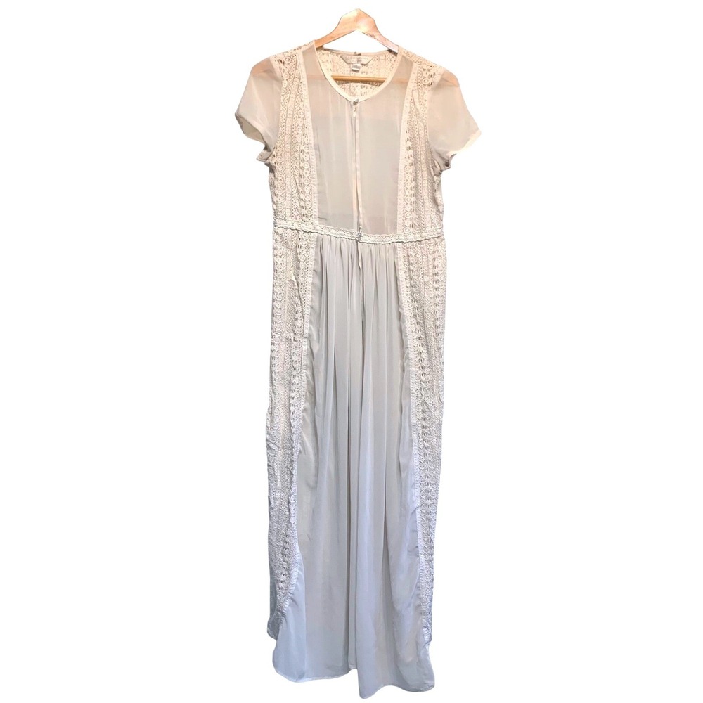 Lauren Conrad Runway Robe Kimono 12 Cream Lace Chiffon Boho Ethereal Fairy Bride